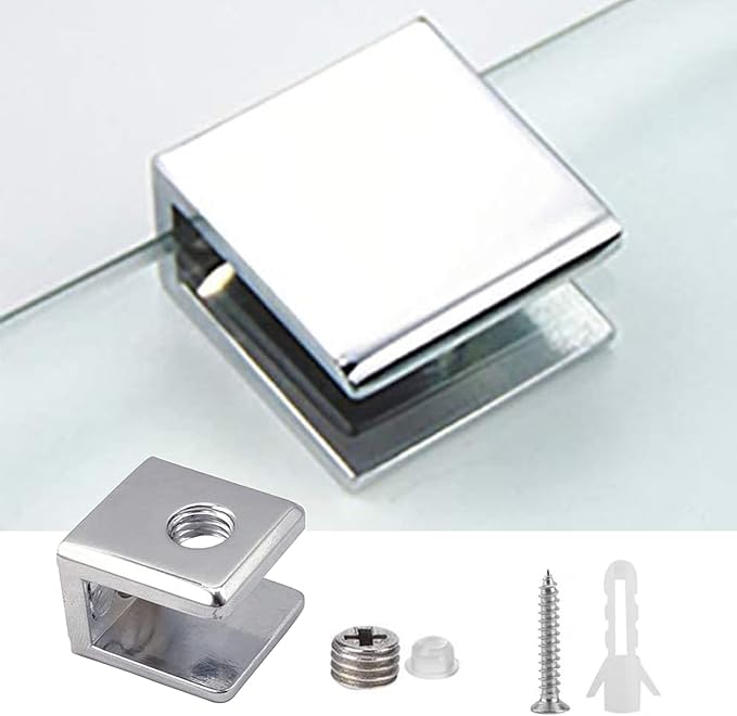 AWEN Glass Shelf Bracket Glass Clamp Holder Adjustable Clamp Shelf Clip for 6-10mm Thickness - 8pcs