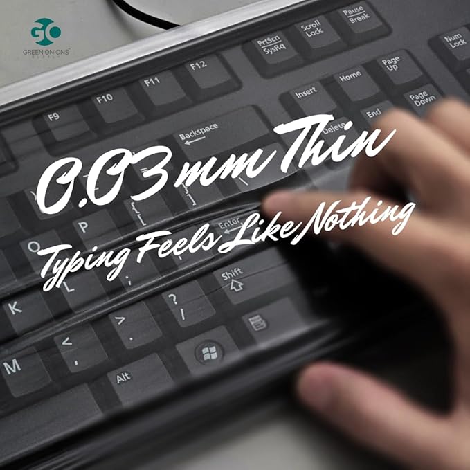 Universal KeyboardCap. Fully Covered Flat Style 0.025mm Waterproof Anti-Dust Desktop Keyboard Cover with Numeric Hospital/Dentist Use (for Gaming Keyboard)