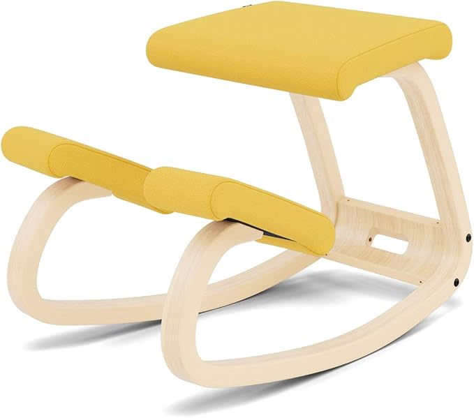 Varier Variable Natural/Yellow Ergonomic Office Kneeling Chair for Desk – Back Pain Relief, Rocking Seat for Home, Study & Posture Support – 10 Year Quality Guarantee