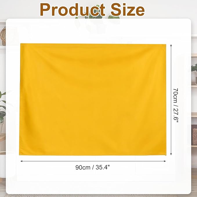 uxcell Cabinet Curtains, Dust Proof Privacy Drape Short Curtain, Hook & Loop Under The Desk Skirt for Kitchen Bathroom Closet Storage Room (35.4" W x 27.6" H, Yellow)
