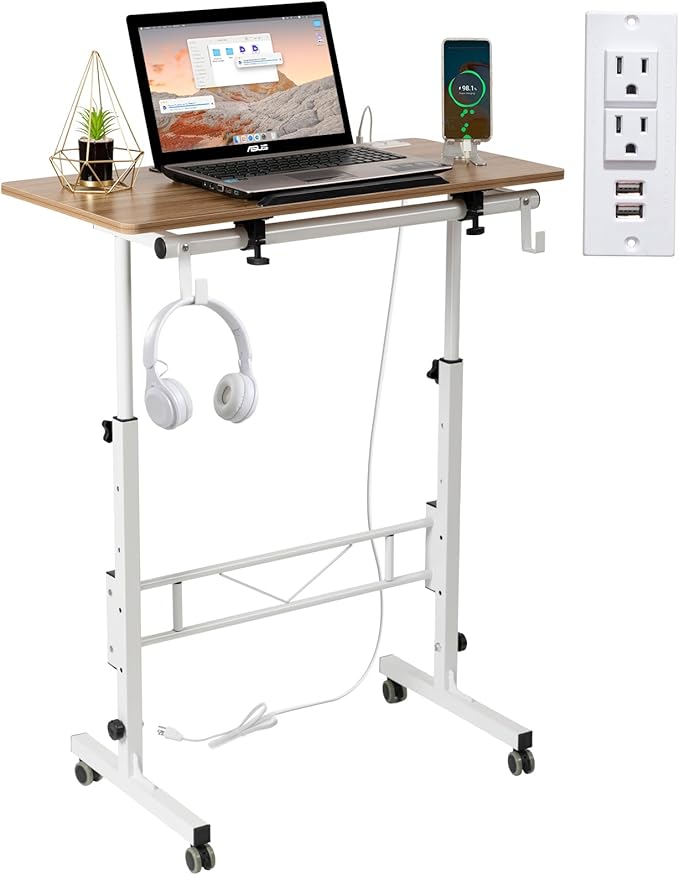 SIDUCAL Standing Desk Height Adjustable with Tiltable Tabletop, Vintage Oak