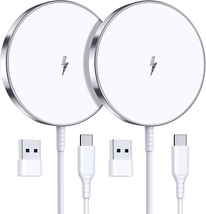 Magnetic Wireless Charger 15W Fast Mag Safe Charger for Cell iPhone 17 Pro Max/17 Pro/17 Air/17/16/15/14/13/12 Series 2 Pack Charging Pad for AirPods 3/2/Pro 2/Pro Mag-Safe Original Replacement