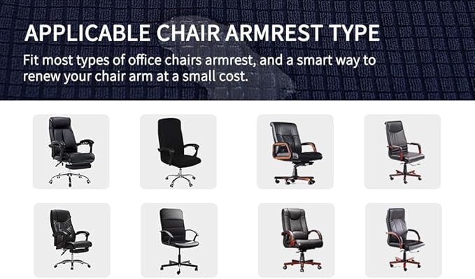 Forcheer Office Chair Armrest Cover With Zipper 15inch Black Stretchable Water Resistant Computer Chair Arm Rest Slipcover for Desk Chairs Arms 2 Pack