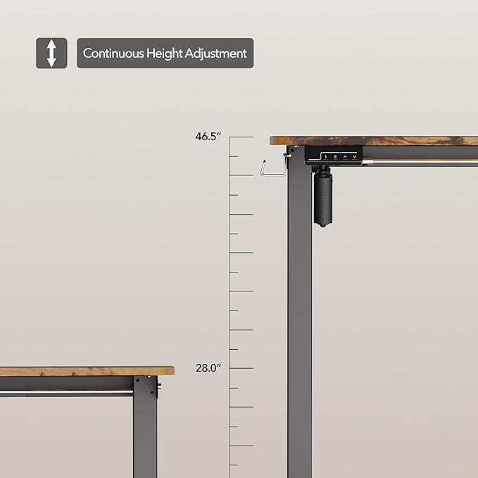 LongKe Electric Standing Desk Adjustable Height, 40x24 Inches Sit Stand up Desktop for Home Office, Ergonomic Rising Computer Table with Memory Preset,Rustic Brown
