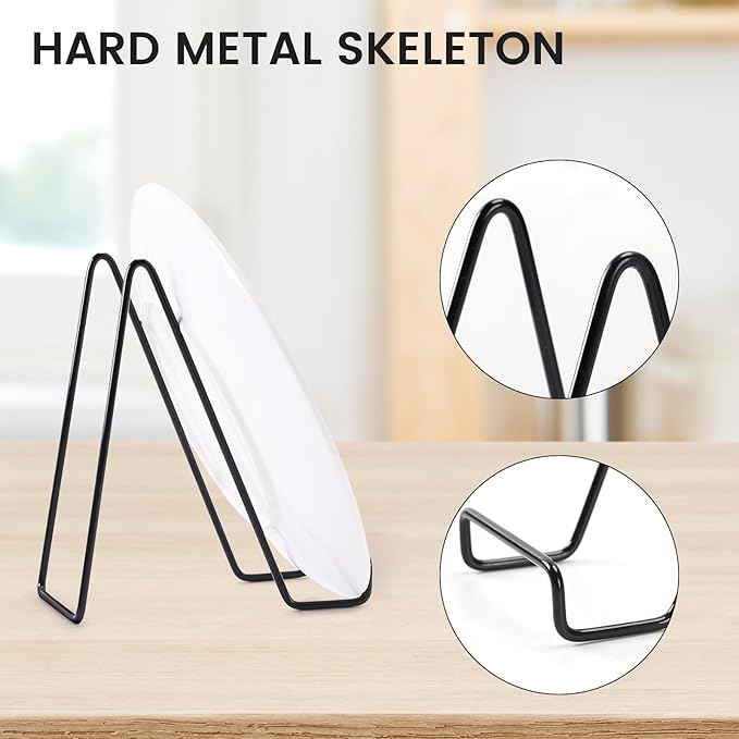 12 Pack 6 Inch Plate Stands for Display,Book Display Stand,Black Metal Decorative Plate Stand,Small Easels for Display,Suitable for Books, Desktop Art, Images, Photos,and Collages