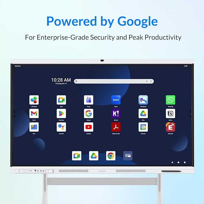 Smart Board, 55" All-in-One Interactive Whiteboard, Google EDLA Certified, 48MP CMOS Sensor 4K UHD Camera, 8 AI Noise-Canceling Mics, for Professional Business Meetings and Classroom