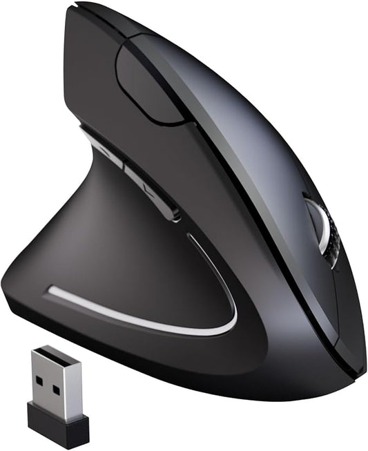 Left Handed Mouse,Left Handed Ergonomic Mouse, 2.4G USB Wireless Left Handed Vertical Mouse, Adjustable DPI(800/1200/1600),6 Buttons for PC,Mac,Laptop,Windows,Desktop – Black