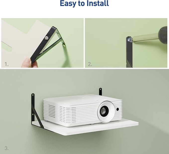 Black White Small Mini Projector Shelf for Wall, Cable Box / Router Shelf,Floating Projector Mount, Holder Stand Accessories