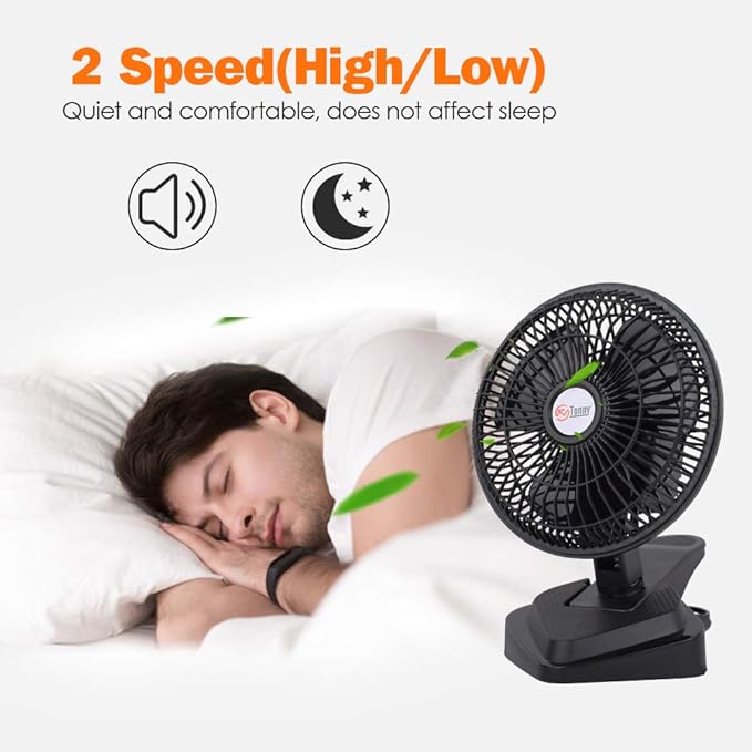 TN TONNY Convertible 6-Inch Desk & Clip on Fan Two Quiet Speeds, Household Table Clip on Fans AC Personal Desktop Fans with 6 Feet Cord, Ideal for The Home, Office, Dorm, Black
