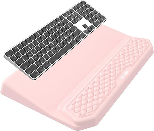 2-in-1 Ergonomic Keyboard Stand with Wrist Rest, Comfy Keyboard Riser Holder with Massage Design, Pink