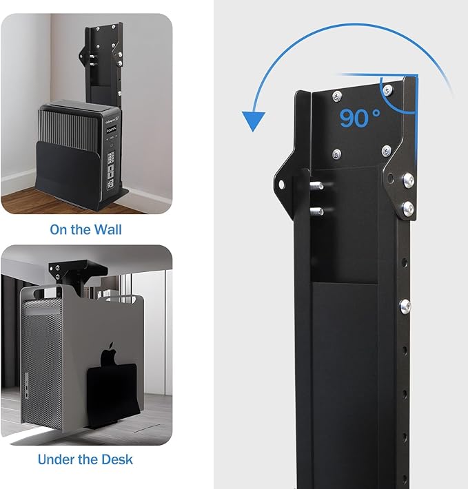 Heavy Duty Computer Wall Mount PC Case - Upgraded, Also Great for PC Mount Under Desk - Height Adjustable from 11" to 21", Width Adjustable from 5.5" to 9.8", Computer Tower Under Desk Home Office