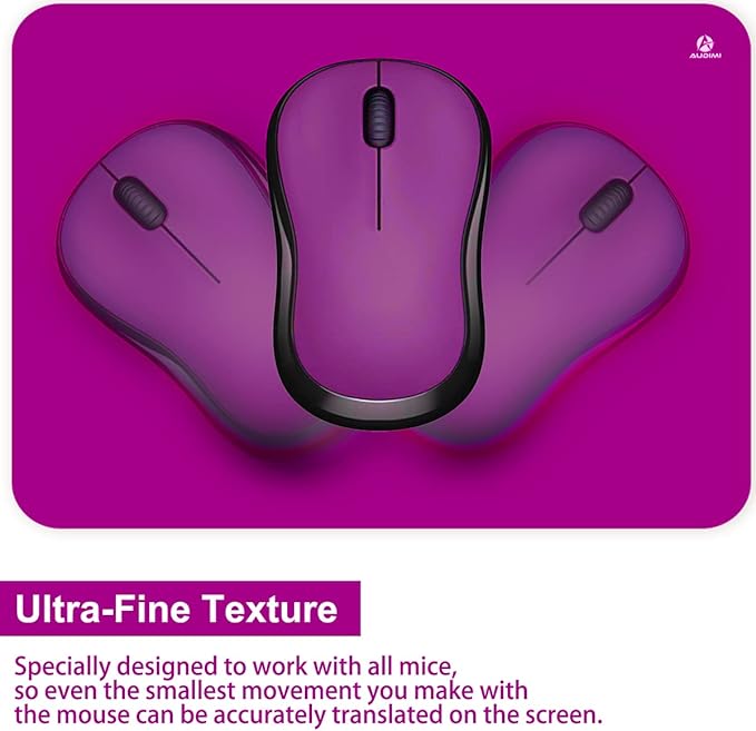 Audimi Small Mouse Pad 6 x 8 Inch, Mini Mouse Pad Thick for Laptop Wireless Mouse Home Office Travel, Portable & Washable (Purple)