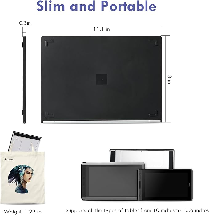 HUION Adjustable Stand Multi-Angle Portable Desk Stand for 10-15.6" Graphics Drawing Monitor Tablet Pen Display, Suitable for Kamvas Pro 12/13/16, Kamvas 12/13/16, iPad Pro, Wacom Cintiq