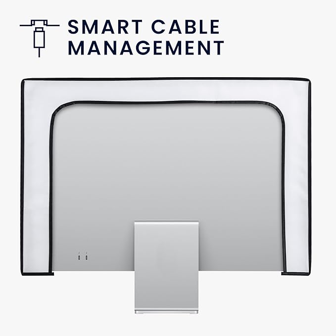 kwmobile Monitor Cover Compatible with 27-28" Monitor - Dust Cover Computer Screen Protector - White
