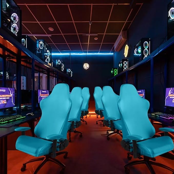 SARAFLORA Gaming Chair Cover, 2 Pack Teal - Stretchable, Removable, Protective Chair Cover for Armchair, Swivel Chair, Computer Boss Chair, Spandex Slipcovers