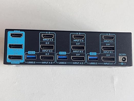 8K/4K KVM Switch 3 Monitors 3 Computers Triple Monitor 3 Port 2 Displayport 1.4 and HDMI 2.1 USB 3.0 KVM Switches, DP 1.4 Supports 8K@30Hz/4K@144Hz, HDMI Supports 8K@60Hz /4K@120Hz with Wired Remote