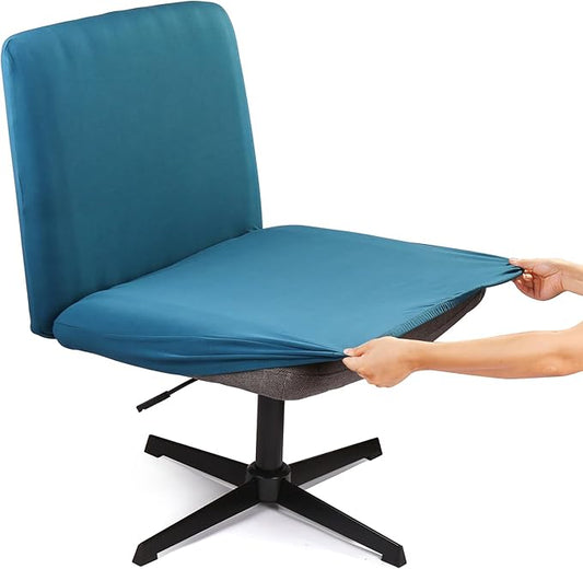 Iauddy Armless Criss Cross Office Desk Chair Cover Slipcover,Accent Mid Back Wide Swivel Task Vanity Slipper Chair Protector Stretch Removable Without Arms for Accent Chair