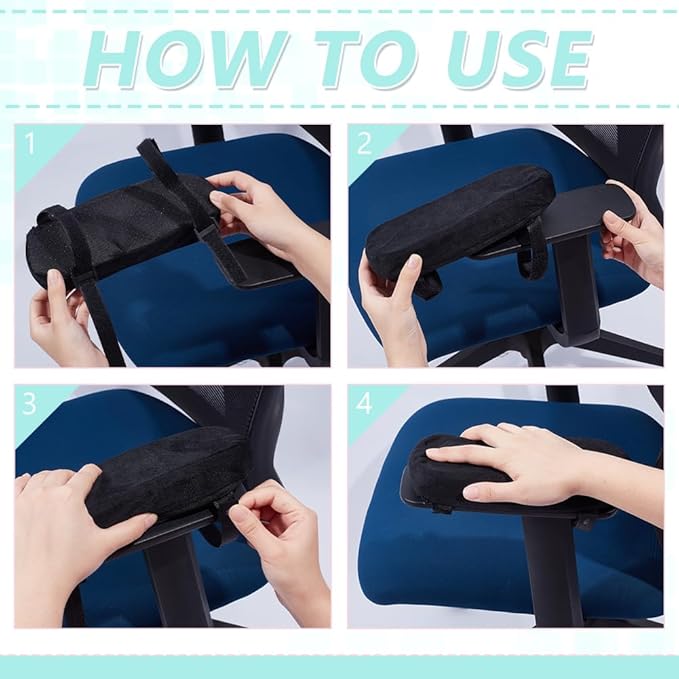 NBEADS 2Pcs Comfortable Arm Rest Cover, Removable Office Chair Armrest Pads Polyester Car Armrest Cushion Polyester Arm Rest for Desk Chair and Gaming Chair Armrest Pads, 9.3x3x1.2inch