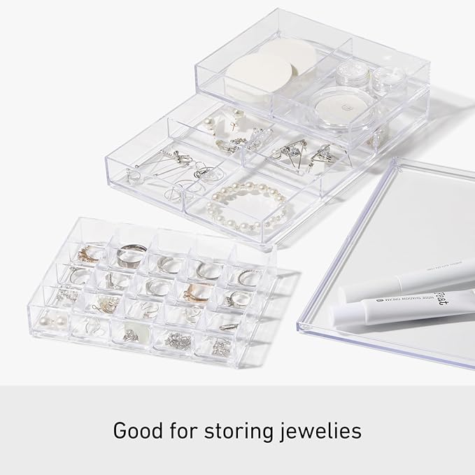 Like-it | MX-T10 | System Tray | Stackable Organizer | Drawer Organizer | A6 | 20 Divide |4.53" × 6.06" × 1.18" | Clear |