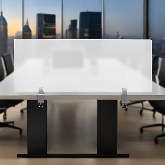 Desk Privacy Panel, Desk Divider, Desks Partition, Frosted Acrylic Desktop Privacy Panel with Stable C-Clamp for Home Office School Retail Clinic (1Pcs, 47 * 18 * 2in)
