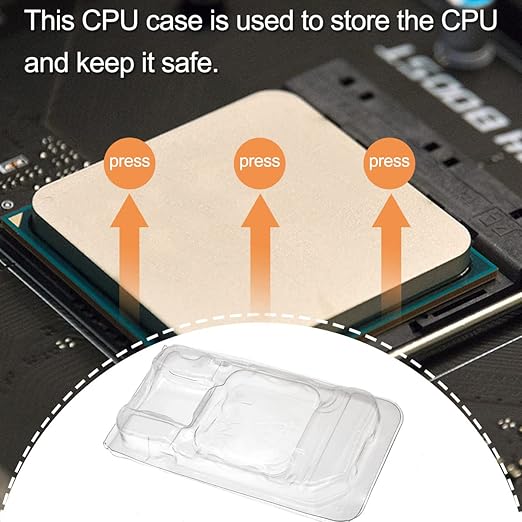 CPU Case Tray for AMD, Clamshell Plastic Protective Box Holder for 938 939 940 AM4 AM3 AM2 FM1 FM2 APU FX, Thicken Plastic Shell, with 10pcs Antistatic Bag + Label + Bubble Wrap, 10 Pcs