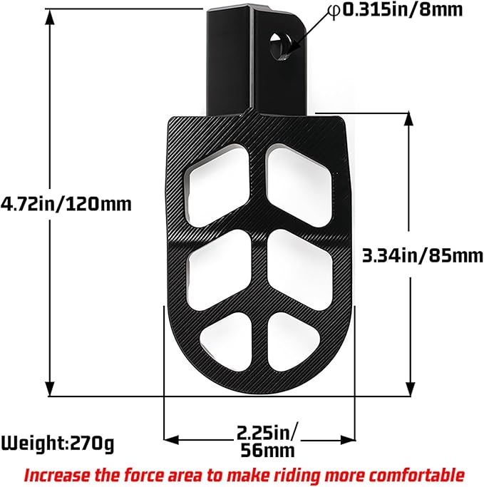 XINGWU Dirt Bike Footpegs Wide Foot Pedals CNC for CRF50 CRF70 CRF110 XR50 XR70 XR110 SSR CT200U KAYO SDG Pit Bike 50cc 70cc 80cc 90cc 100cc 110cc 125cc 150cc Mini Bike Foot Pegs Footrest Black