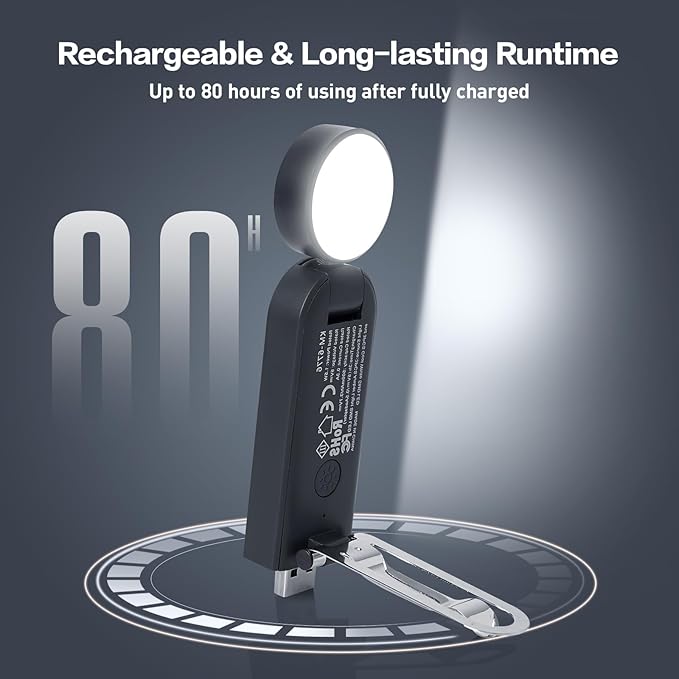 VAVOFO USB Rechargeable Book Light, Blue Light Blocking, Amber Clip-On Bookmark Shaped Reading Light, Eye Care 6 LEDs With 9 Lighting Modes for Bookworms (Grey)