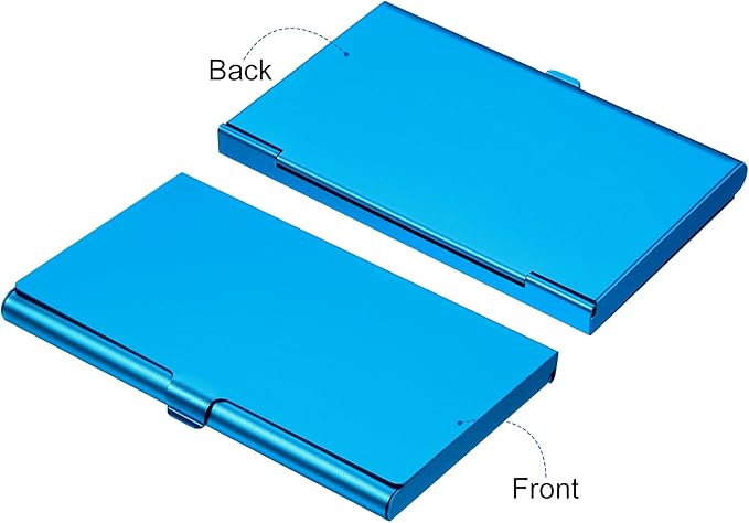 PATIKIL Business Card Holder, Aluminum Alloy Flip Cover Slim Name Cards Case for Women Men, Blue
