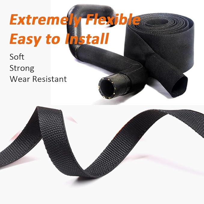 20 FT 3/8 inch 2:1 Heat Shrinkable Braided Sleeving Heat Shrink Sleeve Abrasion Protection Flexibility Wiring Harness Cable Sheath Tubing