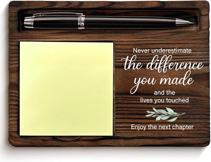 Retirement Gifts for Men Women, Retired Leaving Farewell Goodbye Gifts for Coworker Boss Leader Teacher, Never Underestimate the Difference You Made Sticky Note Holder for Desk