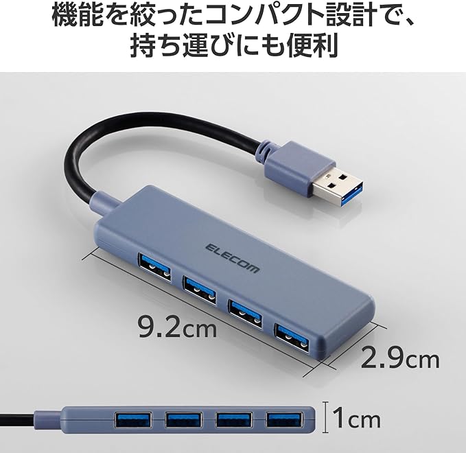 Elecom U3H-H040NV USB Hub USB 3.0 Bus Power 4 Port Navy