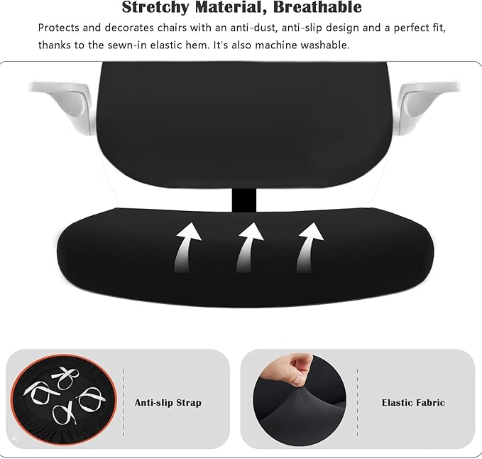 Office Chair Covers - 2 Piece Protective Stretchable Chair Seatcovers Stretch Chair Slipcover, Removable Washable Universal Armchair Cover Slipcover Chair Seat Cover Protector Cover