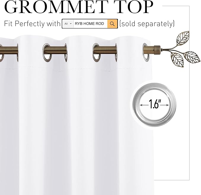 RYB HOME Extra Wide Curtains for Divider Room Separation Soundproof Temporary Door Curtains for Bedroom Closet Office Theatre Garage Living Room Privacy Drop Cloth, W 180 x L 90 inches, Pure White