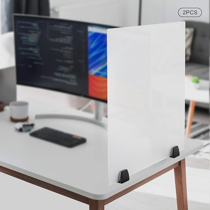 2-Piece Desk Dividers, 30" x 18" Desk Privacy Panels, Frosted Acrylic Office Partitions, Table Divider with Clamps, Privacy Dividers for Schools Office Call Centers Workstation