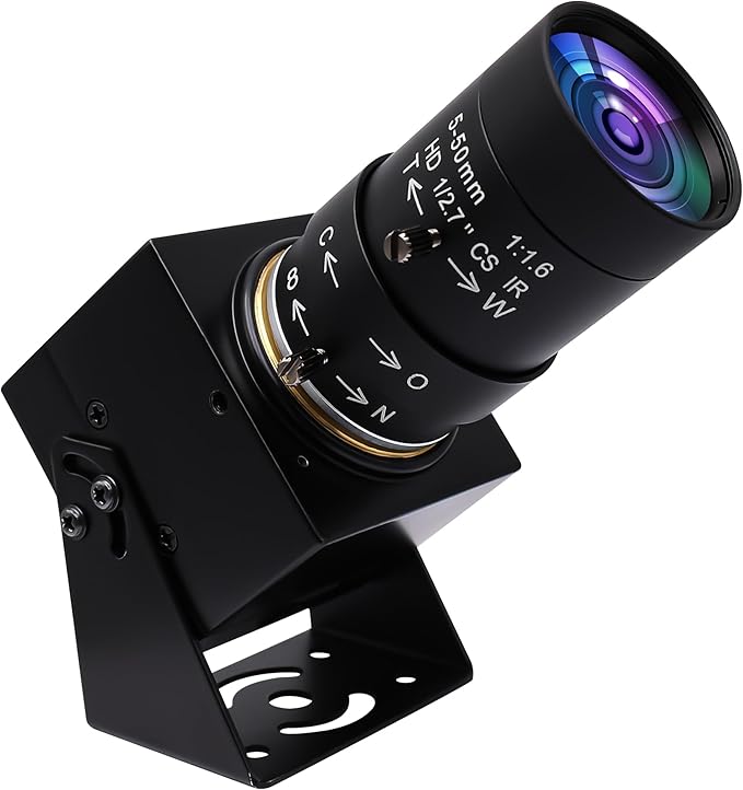 SVPRO 8MP USB Camera, Manual Focus Webcam with Varifocal 5-50mm CS Mount Lens-10X Zoom External Camera for Laptop PC Computer, UVC Plug and Play UVC