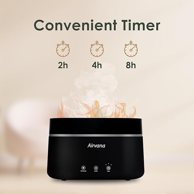 AquaFlame Ultrasonic Humidifier (.75L / .20 Gal) - Vibration Technology Humidifier with Essential Oil Diffuser – Tabletop Design for Personal Use, Dorm Rooms, & Desks -Black