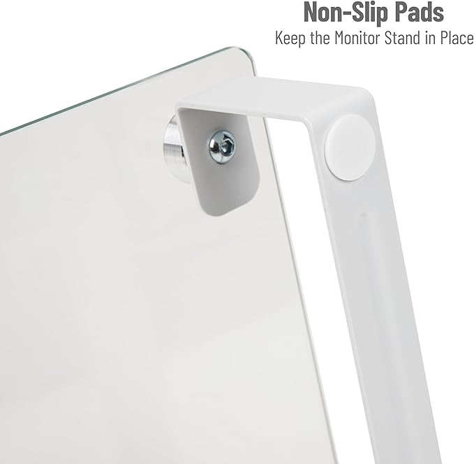 Mind Reader Monitor Stand, Contemporary, Desktop Organizer, Laptop Riser, Office, Glass, Clear