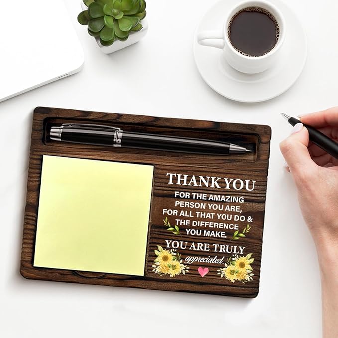 Thank You Gifts for Women Coworkers Employees, Appreciation Gifts for Coworkers Boss Teacher Nurse Social Worker, Thank You Post It Note Dispenser for Office Cubicle Desk Decor