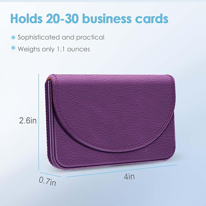 Business Card Holder，PU Leather Business Card Case Color Printing Pattern Card Holder Wallet，Pockets Magnetic Credit Card Holders for Men and Women，Purple