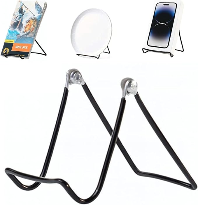 KINGDOM SOLUTIONS MADE IN USA 2-Pack Adjustable Black Metal Easels - Book Stand - Sturdy Plate Stand for Art, Pictures, Books, Frames - Unique on the Market