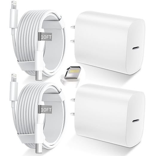 iPhone 14 13 12 11 Charger Fast Charging [MFi Certified],10FT Long Lightning Cable with 20W USB C Charger Block for iPhone 14/14 Pro Max/13/13 Pro Max/12/12 Pro Max/11/11Pro/XS/Max/XR/X,iPad,White