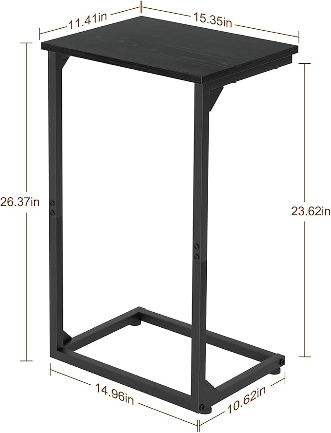 AMHANCIBLE C Shaped End Tables Set of 2, Couch Side Tables that Slide Under, TV Trays for Living Room, Bedroom, Small Space, Sofa, Black HET02BBK