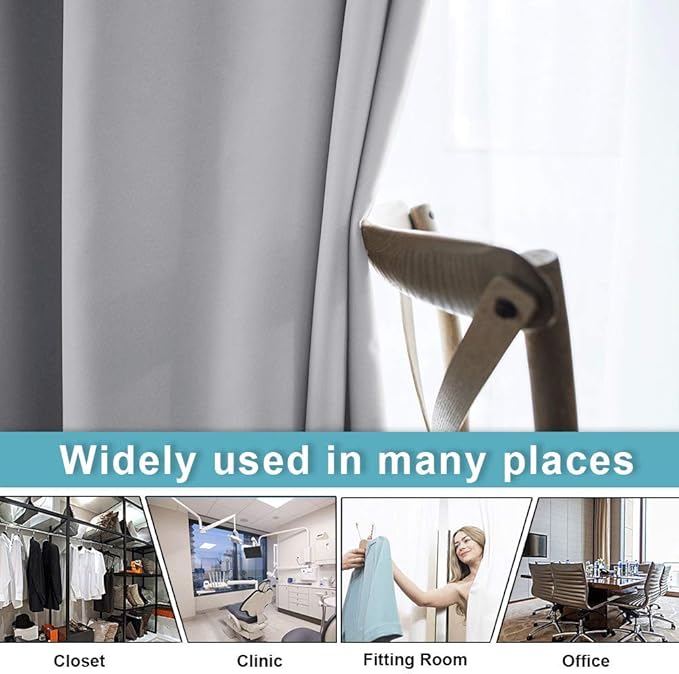 RYB HOME Blackout Curtains, Room Divider Curtains for Bedroom, Full Shade Privacy Drapes for Window Decor,Ceiling to Floor Wall Panels for Room Patitions, W60 x L84 inches, Sliver Grey, 1 Pc