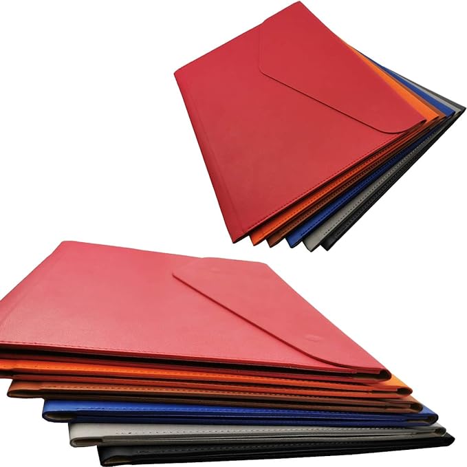 PU Leather A4 File Folder Document Holder Waterproof Portfolio Envelope Folder Case with Invisible Magnetic Closure Orange