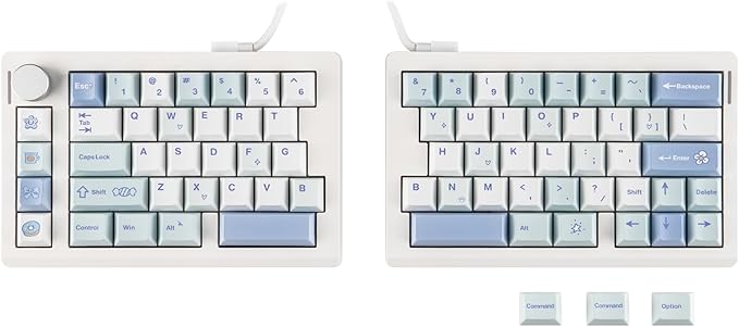 EPOMAKER Split70 Wireless Ergonomic Keyboard with QMK/VIA and Knob, Mechanical Gaming Keyboard with RGB, Hot-Swap, Creamy Linear Switch, PBT Keycap, Gasket, Mac Modifier, 70% Split Layout (White)