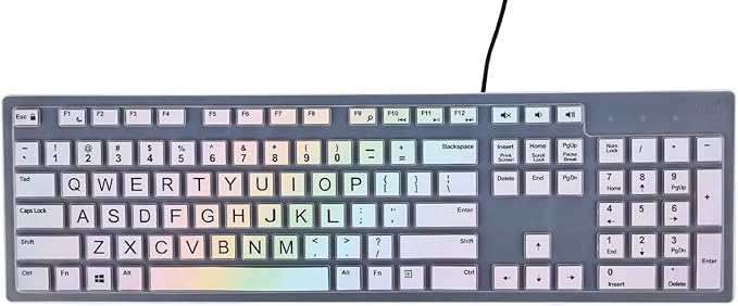 Color Keyboard Cover Skins Compatible with DELL KM636 KB216 Wired Keyboard & DELL Optiplex 5250 3050 3240 5460 7450 7050 & DELL Inspiron AIO 3475/3670/3477 All-in one Desktop(Rainbow 11)
