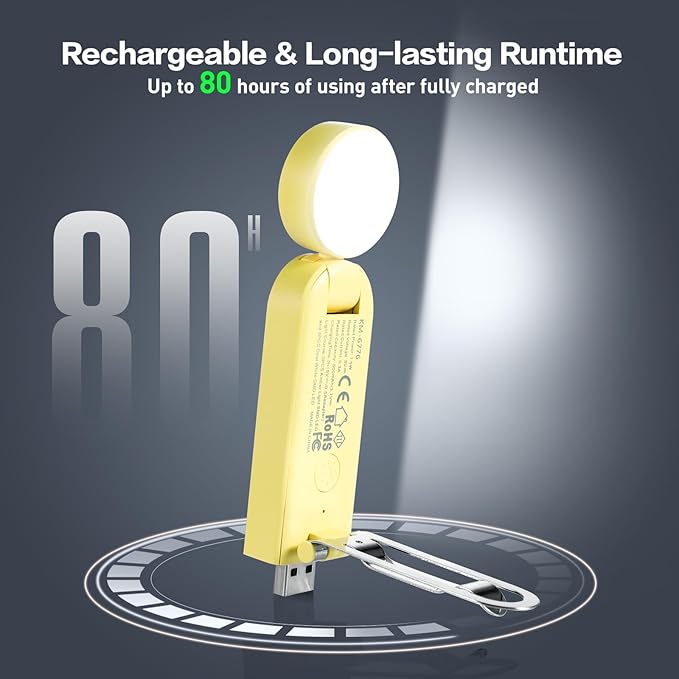 VAVOFO USB Rechargeable Book Light, Blue Light Blocking, Amber Clip-On Bookmark Shaped Reading Light with 6 LEDs and 9 Modes for Bedtime Reading