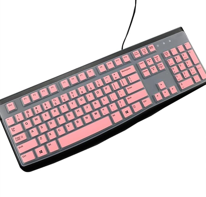 Ultra Thin Silicone Keyboard Skin Cover Compatible for Logitech K120 & MK120 Wired Keyboard, Logitech K120 & MK120 Keyboard Protective Accesseries (Pink)