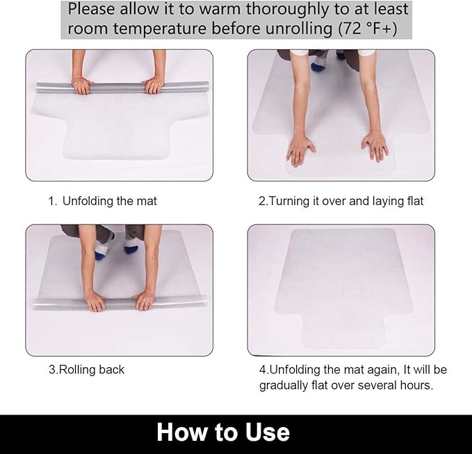 AiBOB Chair Mat for Low Pile Carpet Floors, Flat Without Curling, 60 X 46 in, Office Carpeted Floor Mats for Computer Chairs Desk