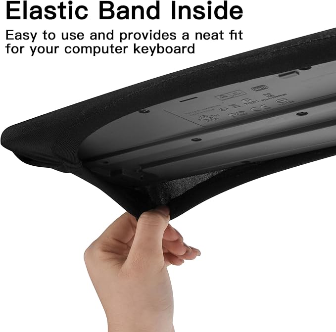 Keyboard Dust Cover, Covers Most 75% 80% 96% and Full Standard Size PC Keyboards, Stretch Fabric Anti-Dust Keyboard Sleeve Fits Keyboards from 14.9" x 5.9" up to 19.5" x 7.5", (Black, M)